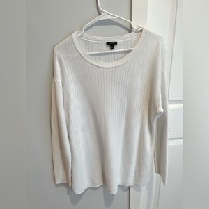 Talbots White Tunic Sweater with Gold Button detail, size L